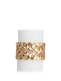 L'OBJET Braid Brass Napkin Rings, Set of 4, Gold Plated, Gold