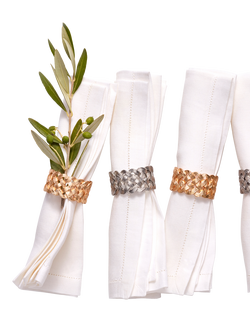 L'OBJET Braid Brass Napkin Rings, Set of 4, Gold Plated - view 2, Gold