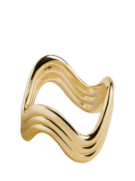 L'OBJET Ripple Brass Napkin Rings, Set of 4, Gold Plated, Gold
