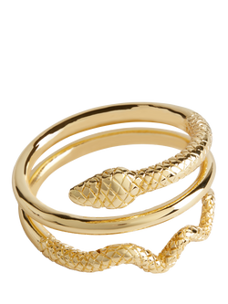 L'OBJET Serpent Brass Napkin Rings with Swarovski Crystals, Set of 4, Gold Plated, Gold