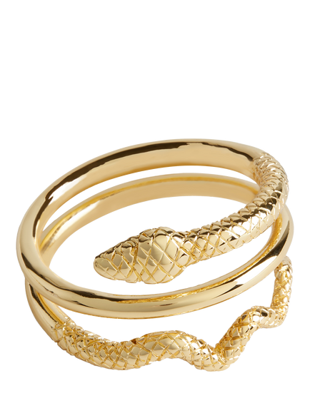 L'OBJET Serpent Brass Napkin Rings with Swarovski Crystals, Set of 4, Gold Plated, Gold