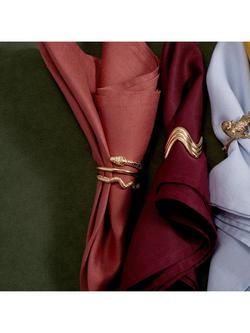 L'OBJET Serpent Brass Napkin Rings with Swarovski Crystals, Set of 4, Gold Plated - view 2, Gold