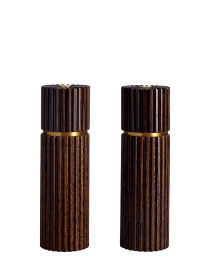L'OBJET Ionic Carved Wood Salt & Pepper Mills, Set of 2, Oak, Oak