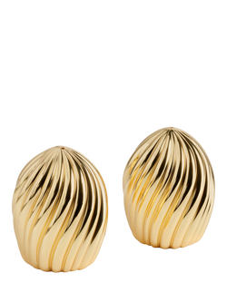 L'OBJET Ripple Spice Brass Salt & Pepper Shakers, Set of 2, Gold Plated, Gold