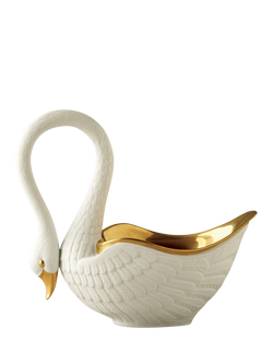 L'OBJET Swan Decorative Porcelain Bowl, Gold/White, Gold / White