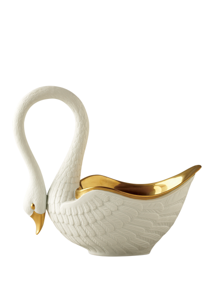 L'OBJET Swan Decorative Porcelain Bowl, Gold/White, Gold / White