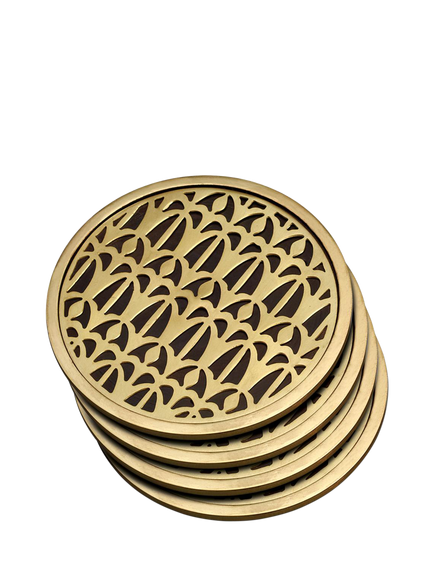 L'OBJET Fortuny Venetian Round Brass Coasters, Set of 4, Gold Plated, Gold