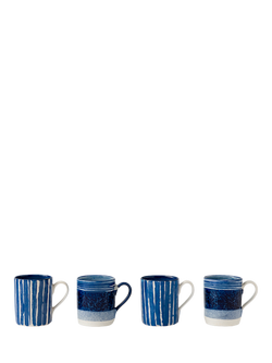 Selbrae House Artisan Stoneware Mug, Set of 4, 300ml, Blue, Multi