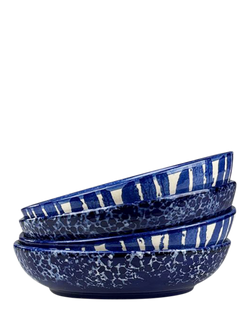 Selbrae House Artisan Stoneware Serve Bowl, 23cm, Set of 4, Blue, Multi