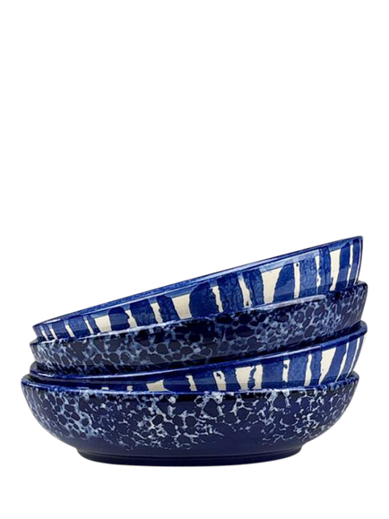 Selbrae House Artisan Stoneware Serve Bowl, 23cm, Set of 4, Blue, Multi