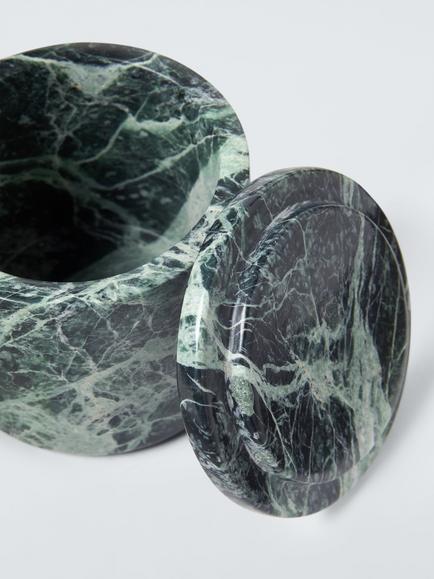 John Lewis Marble Lidded Pot, Green - view 2, Spider Green