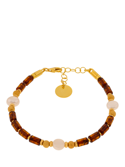 Be-Jewelled Baltic Natural Bead Elements Bracelet, Gold/Cognac, Gold/Cognac