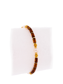 Be-Jewelled Baltic Natural Bead Elements Bracelet, Gold/Cognac - view 2, Gold/Cognac