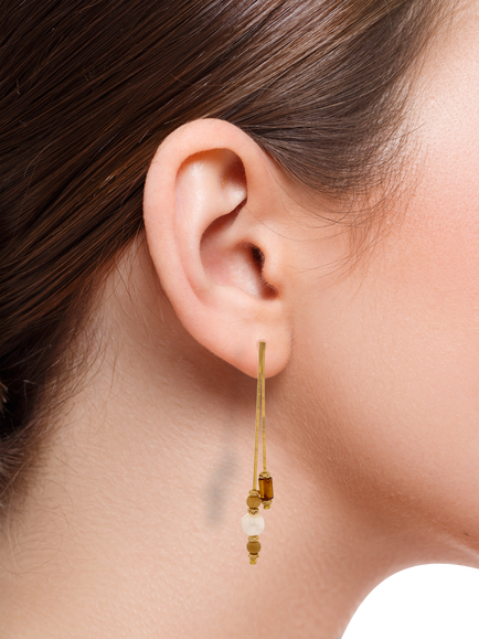Be-Jewelled Baltic Natural Chain Drop Earrings, Gold/Cognac - view 2, Gold/Cognac