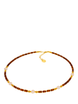 Be-Jewelled Baltic Natural Elements Necklace, Gold/Cognac, Gold/Cognac