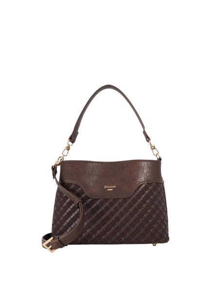 Dune London Dinidelphine Woven Shoulder Bag, Brown, Brown
