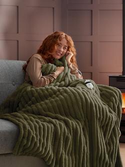 Silentnight Faux Fur Heated Throw, Green