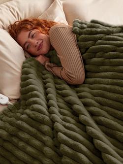 Silentnight Faux Fur Heated Throw - view 2, Green