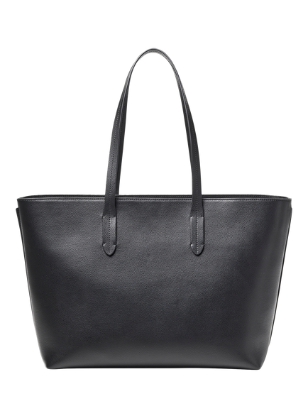 Aspinal of London East West Leather Tote Bag, Black - view 2, Black
