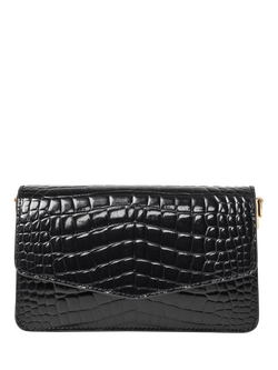 Aspinal of London Eliza Croc Leather Clutch Bag, Black - view 2, Black
