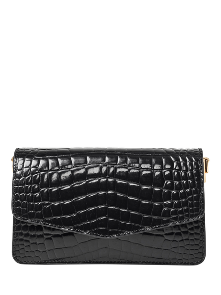 Aspinal of London Eliza Croc Leather Clutch Bag, Black - view 2, Black