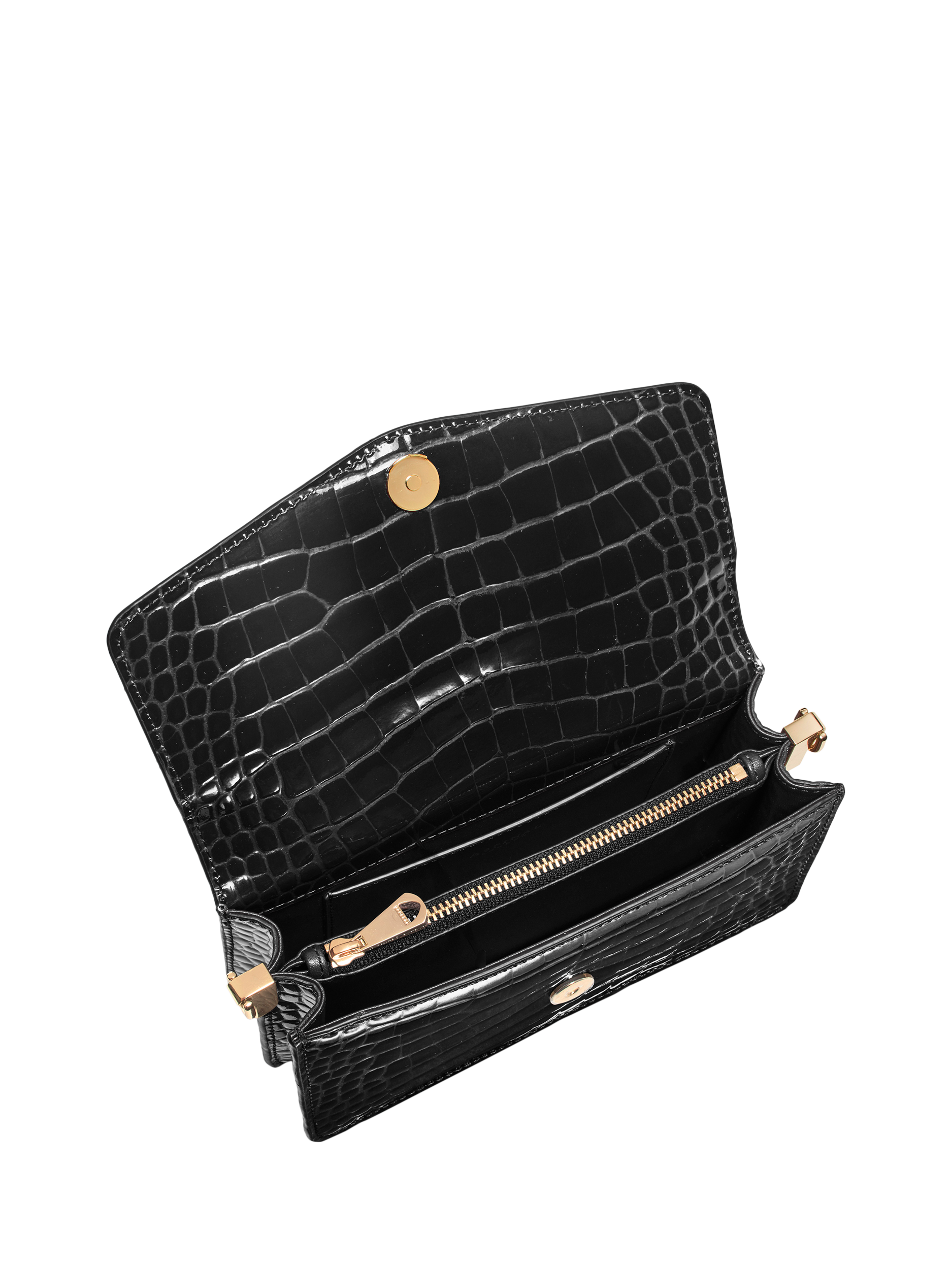 Aspinal of London Eliza Croc Leather Clutch Bag, Black