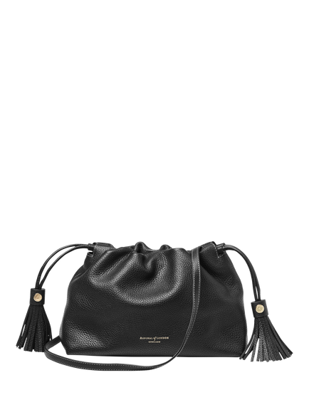Aspinal of London Soho Pebble Leather Large Crossbody Pouch, Black
