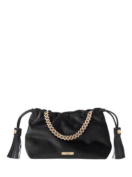 Aspinal of London Amelia Velvet Evening Bag, Black, Black