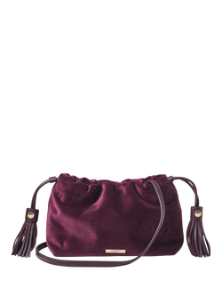 Aspinal of London Amelia Velvet Evening Bag, Cassis - view 2, Cassis