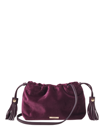 Aspinal of London Amelia Velvet Evening Bag, Cassis - view 2, Cassis