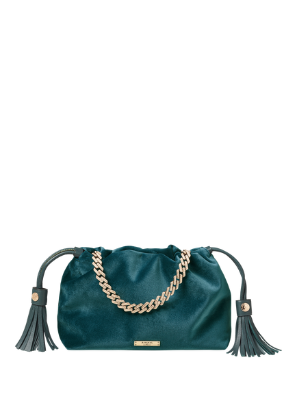 Aspinal of London Amelia Velvet Evening Bag, Peacock, Peacock