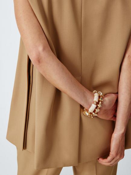 John Lewis Swirled Resin Bar and Beaded Stretch Bracelet, Cream/Gold, Set of 2 - view 2, Cream