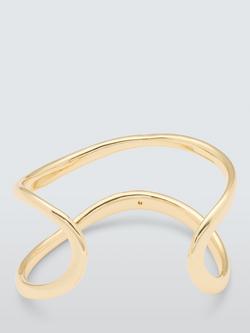 John Lewis Double Wave Open Cuff Bangle, Gold, Gold