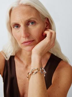 John Lewis Irregular Link T-Bar Mixed Plate Bracelet, Gold/Silver - view 2, Gold/Silver