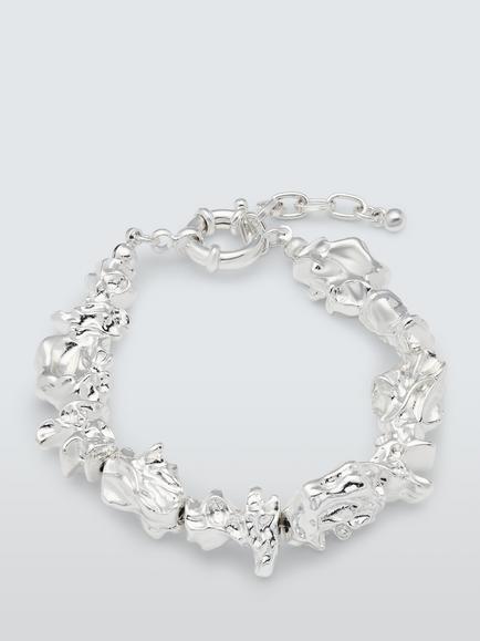 John Lewis Molten Effect Statement Bracelet, Silver, Silver