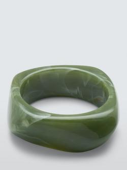 John Lewis Swirled Resin Statement Bangle, Green, Green