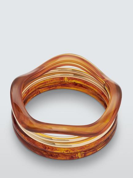 John Lewis Tortoiseshell Five Row Bangle, Amber/Gold, Amber/Gold