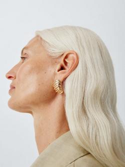 John Lewis Chunky Textured Stud Earrings - view 2, Gold