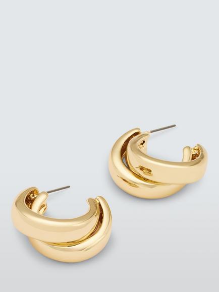 John Lewis Double Overlapped Hoop Earrings, Gold