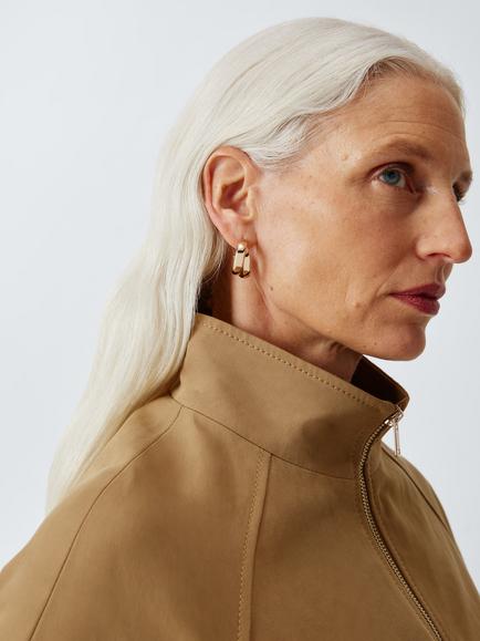 John Lewis Double Overlapped Hoop Earrings - view 2, Gold