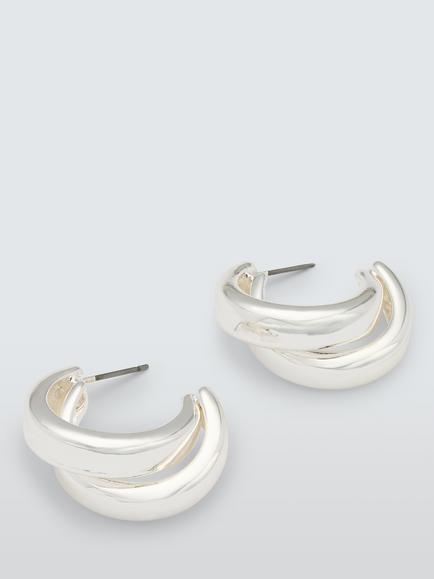 John Lewis Double Overlapped Hoop Earrings, Silver