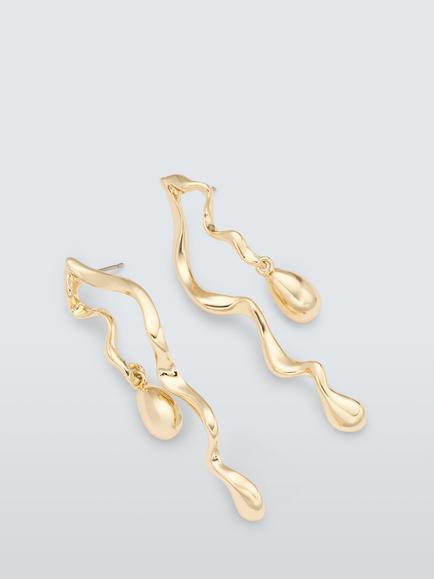 John Lewis Double Wavy Bar Statement Earrings, Gold, Gold