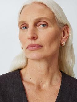 John Lewis Diamante Wavy Hoop Earrings - view 2, Gold