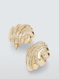 John Lewis Diamante Shell Stud Earrings, Gold
