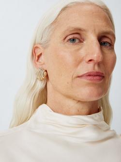 John Lewis Diamante Shell Stud Earrings - view 2, Gold