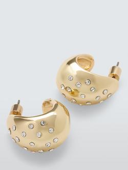 John Lewis Diamante Encrusted Domed Stud Earrings, Gold, Gold
