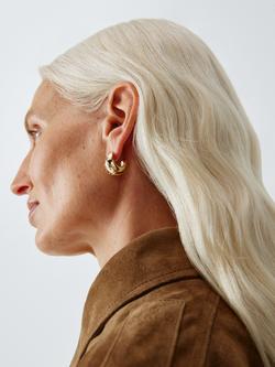 John Lewis Diamante Encrusted Domed Stud Earrings, Gold - view 2, Gold