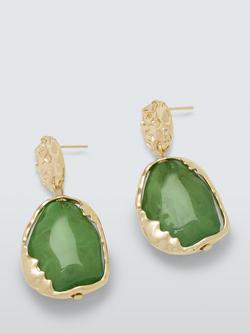 John Lewis Irregular Gemstone Drop Earrings, Gold/Green, Gold/Green