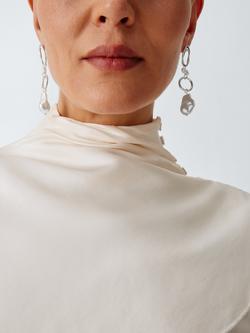 John Lewis Irregular Faux Pearl Link Drop Earrings, Silver/White - view 2, Silver/White