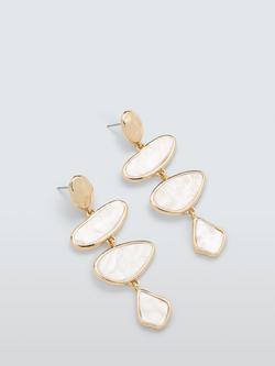 John Lewis Irregular Resin Statement Drop Earrings, Gold/White - view 2, Gold/White